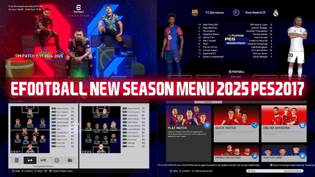 PES 2017 NEW eFOOTBALL SEASON MENU 2025 | NEW eFOOTBALL SEASON MENU ...