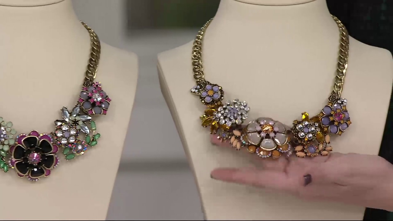 Joan Rivers Jeweled Bouquet 18" Statement Necklace with 3" Extender on