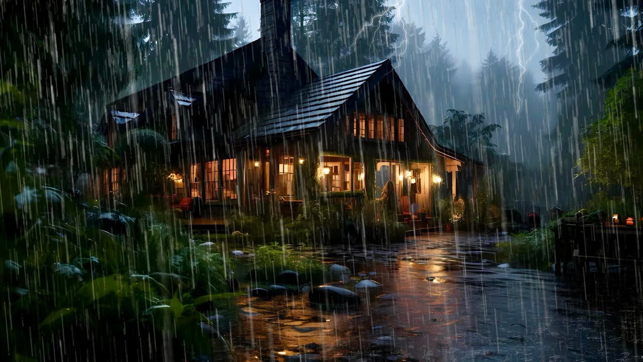 relaxing nature rain sounds : The sound of rain and light thunder makes ...