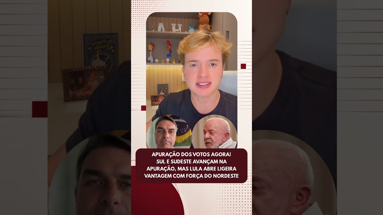 Apuração dos votos agora! Sul e Sudeste avançam na apuração, mas Lula abre vantagem no Nor