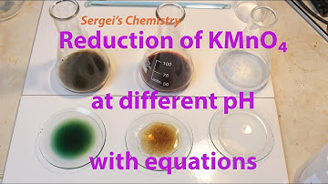 Reduction of potassium permanganate (manganate (VII)) with sulphite at different pH with equations