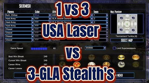 Command & Conquer Generals Zero Hour [USA Laser vs 3-GLA Stealth Hard Generals]