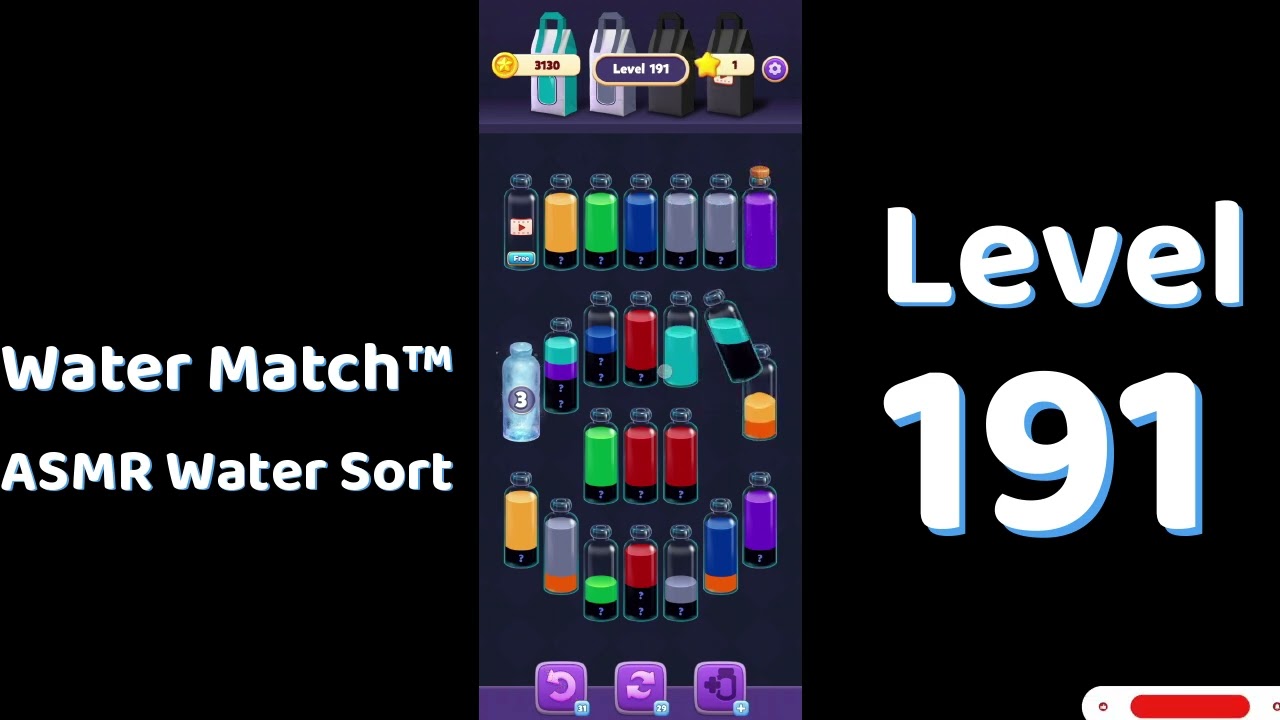 Water Match Level 191 | ASMR Water Sort Puzzle 🧠💧 Relaxing Brain Game | Mini Boss