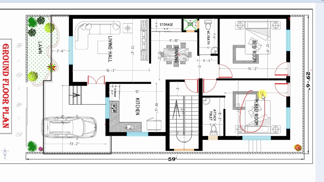 1800 SQ  FT  2BHK HOUSE  PLAN  WITH DINING AND CAR  PARKING  