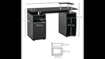 HOMCOM Computer Desk Office PC Table Workstation with Keyboard Tray, CPU Shelf, Drawers, Sliding ...