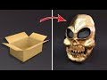 How To Make Golden Skull Mask From Cardboard | Free Templates | Amin DIY &amp; Crafts