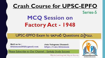 5. MCQ on Factory act 1948 || Series 5