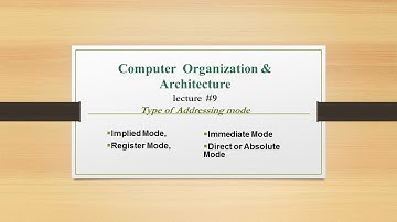COA LEC-1.9, Types of addressing modes | Tanaya Priyadarshini Pradhan
