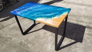 Basic steps on making beach themed epoxy resin computer table
