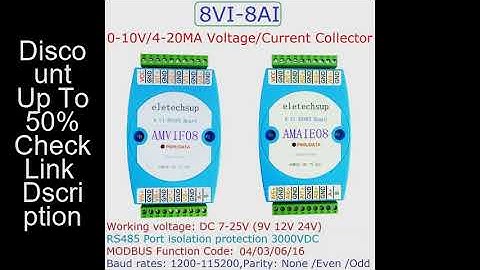 DC 12V-24V 8AI 8VI 4-20MA /0-10V to RS485 Current/Voltage ADC Collector Read Capture Module MODBUS R