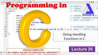 String Handling Functions in C  | Programming in C - Lecture 26