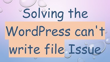 Solving the WordPress can