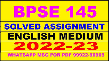 bpse 145 solved assignment 2022-23 in english | bpse 145 solved assignment 2022-23 | bpse 145 2023