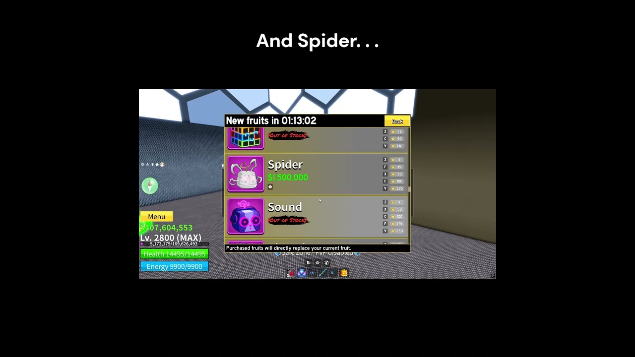 Spider and Spike are in stock 👀 #bloxfruits #roblox #shorts #fyp