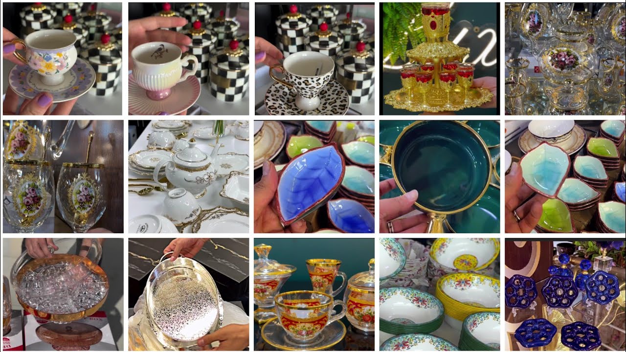 Fancy Crockery items Made in Turkish Glass set & water set & cool set & Teacups New designs crockery