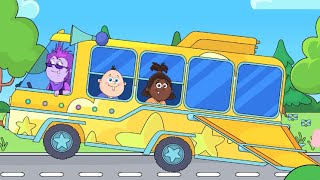 Wheels On The Bus (Cartoon Version) | Baby Big Mouth Nursery Rhymes & Kids Songs