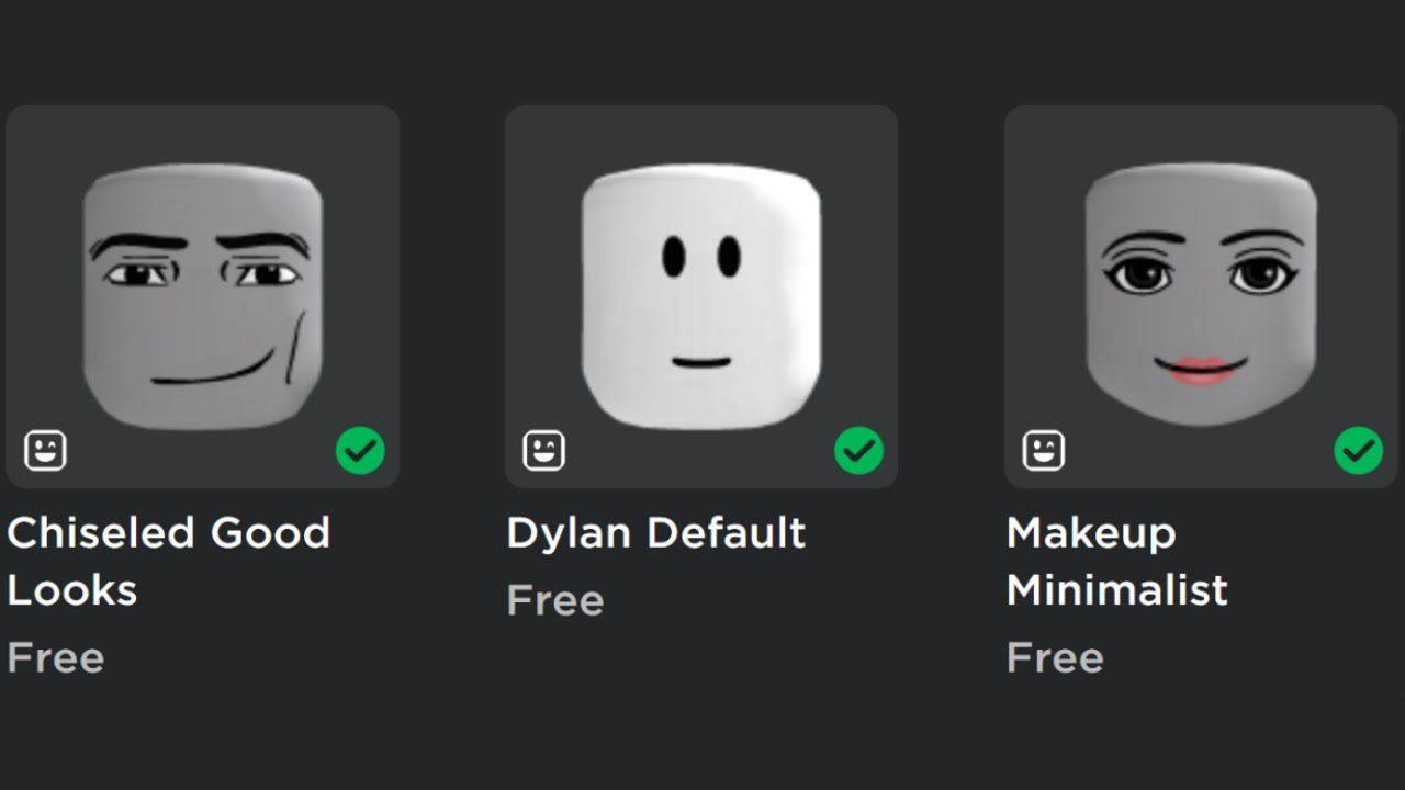 FREE DYNAMIC HEADS! HOW TO GET Makeup Minimalist, Chiseled Good Looks &  Dylan Default! (ROBLOX) 