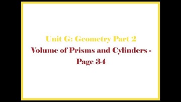 Unit G 9 Volume of Prisms and Cylinders - Mr. Morgan