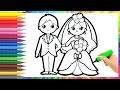 How to draw a bride and groom for children/Как нарисовать жениха и невесту для детей