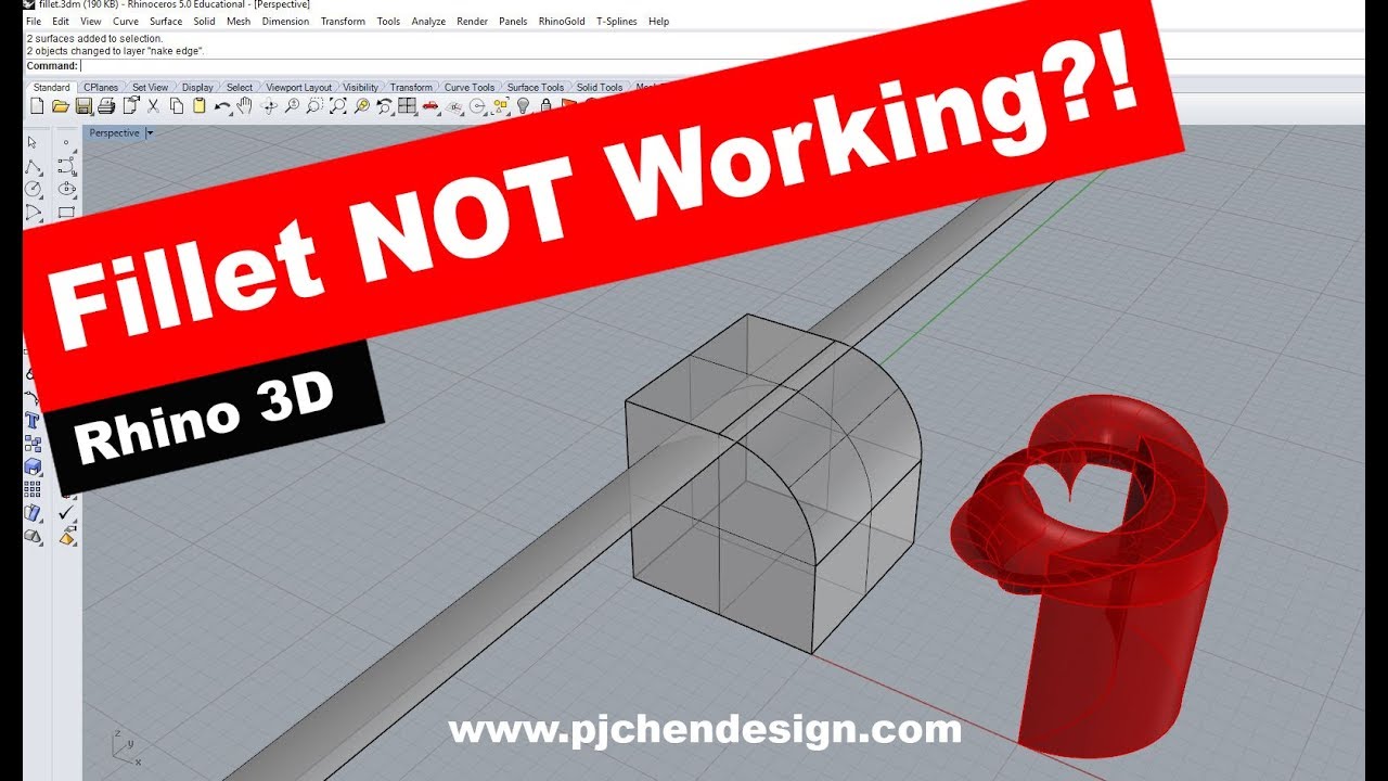 Rhino 3D CAD Technique 9 Why does "fillet" not working ? (有中文字幕
