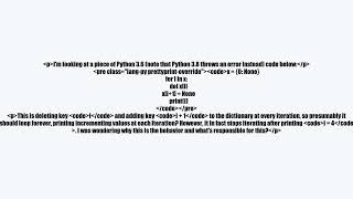 Python behavior in replacing dictionary keys under iteration