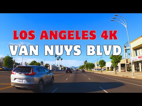Drive Tour 4K, Van Nuys Blvd, Los Angeles, California, USA