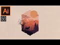 Adobe Illustrator CC Tutorial - How to Make a Beautiful Landscape Background Design