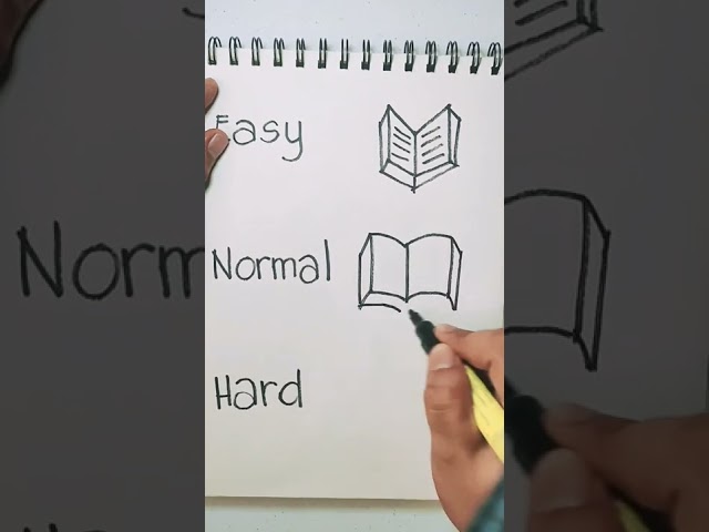 How to draw a book from easy to hard tutorial. #shorts. class=