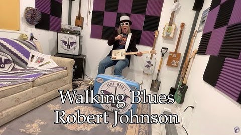 Walking Blues Robert Johnson 3 String Cigar Box Guitar Suitcase Drum High Hat One Man Heavy Blues