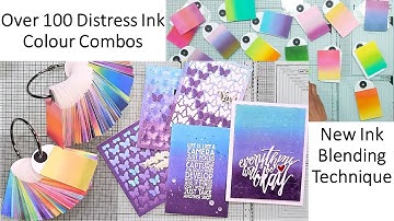 Distress Ink Color Combos | c. 100 color combos | New blending technique | Pouncing Method | 5 cards