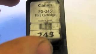 CANON PIXMA How to Refill ink cartridge Canon PIXMA PG-245 printer black color(Refill Canon Pixma Printer PG-245 BLACK INK cartridge. This is an easy one to fill. Simply open the Printer take out the ink cartridge. Peel back the sticker., 2015-08-24T23:29:46.000Z)