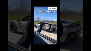 Street Racing Ferrari vs demon 170. #supercar #cars #luxurycar #dodge #streetracing #ferrari