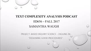 Samantha Waugh - ED656 - Text Complexity Analysis Podcast