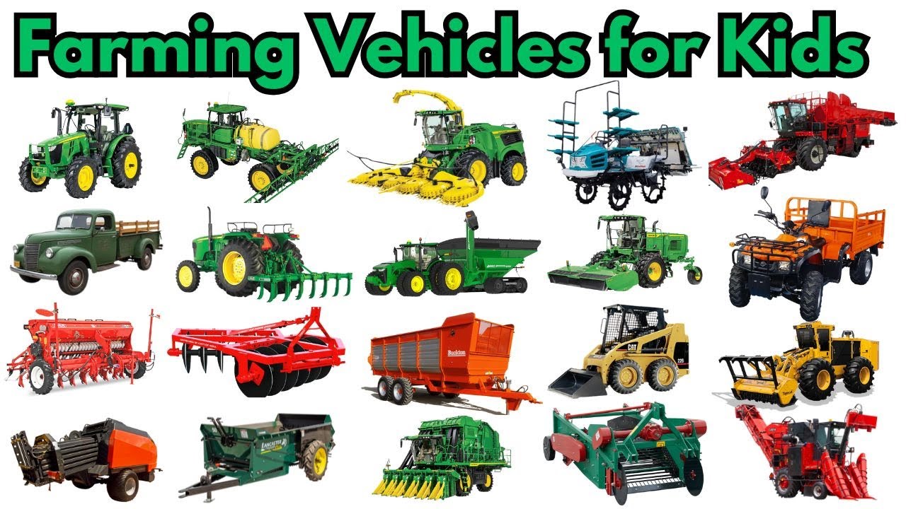 Farm Vehicles Names 🚜 | Preschool Learning Fun 🌾 | 