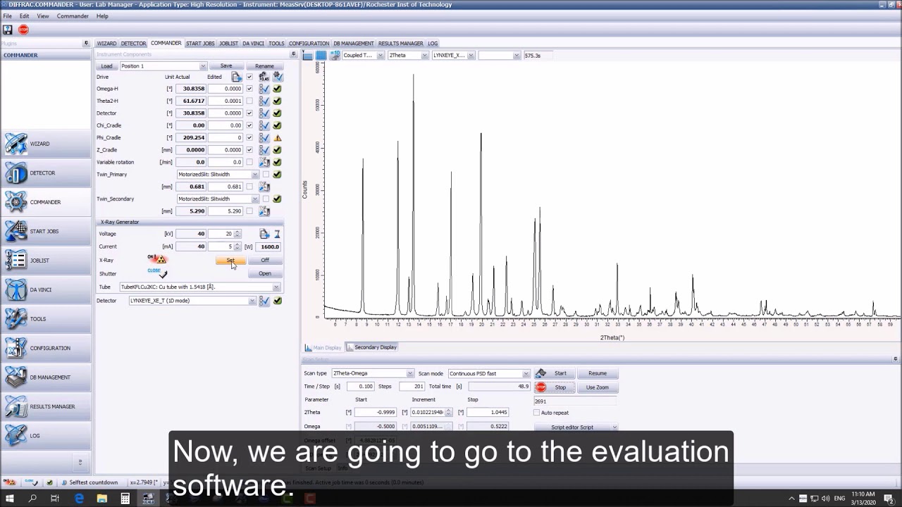Bruker D8 XRD Operating Instructions for the Diffrac Measurement XRD