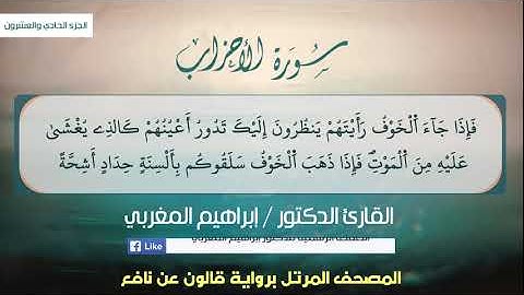 33- الأحزاب .. برواية قالون عن نافع .. القارئ د. إبراهيم المغربي