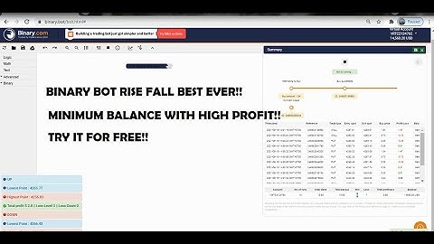 BINARY BOT RISE FALL BEST BOT EVER WITH LOW BALANCE l AND SAFETY MARTINGALE