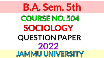 BA Sem. 5th Sociology Question Paper Jammu University