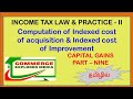 Long term capital gain format - Indexed cost of acquisition and improvement explained in tamil
