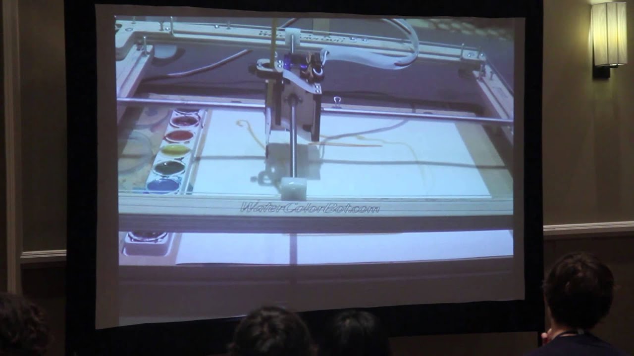 Super Awesome Sylvia demos the WaterColorBot at RobotsConf