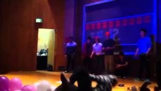 Bboy Windmills until he falls off the stage