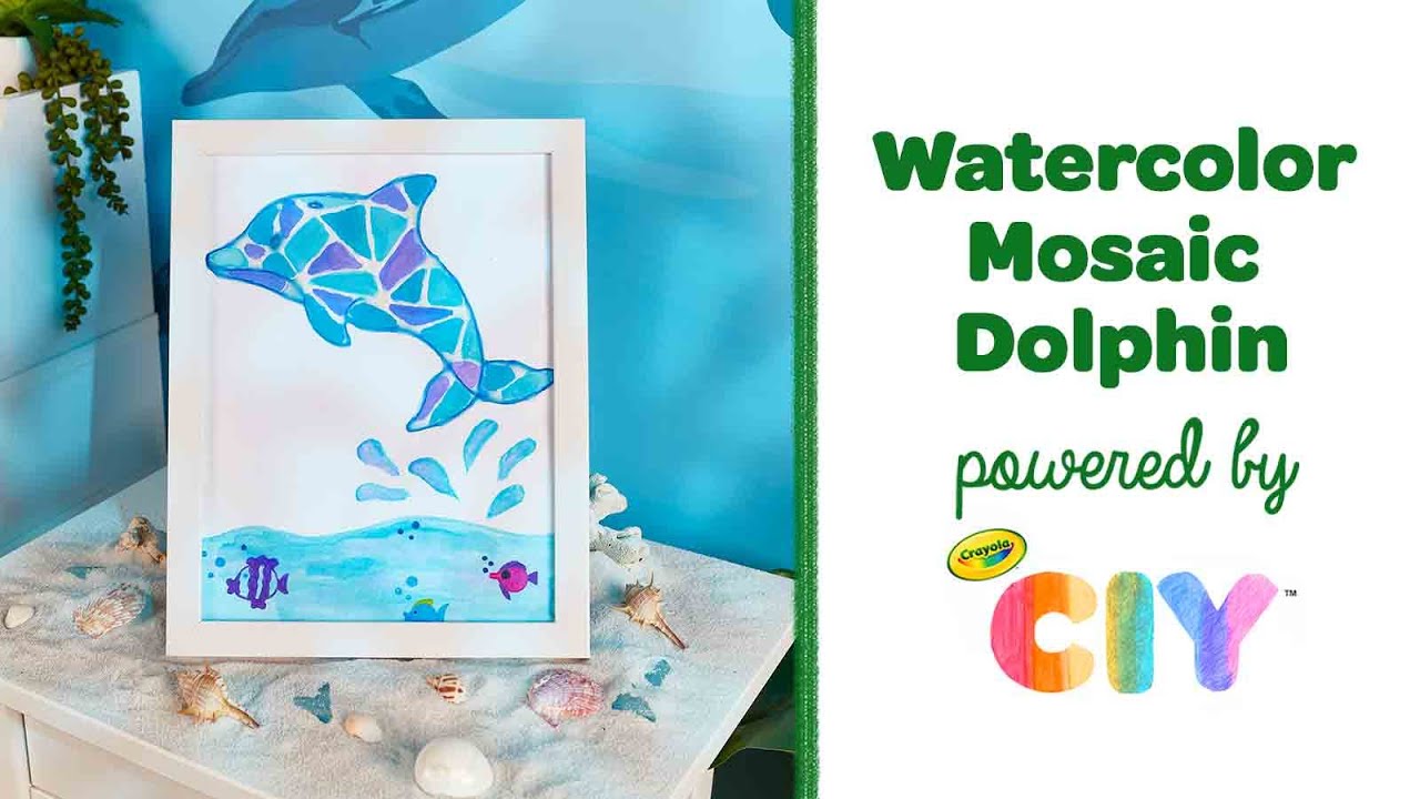 Watercolor Mosaic Dolphin Craft for Kids, Craft, , Crayola  CIY, DIY Crafts for Kids and Adults