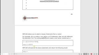 Vectors & Referencing Elements and  Operation  In Matlab
