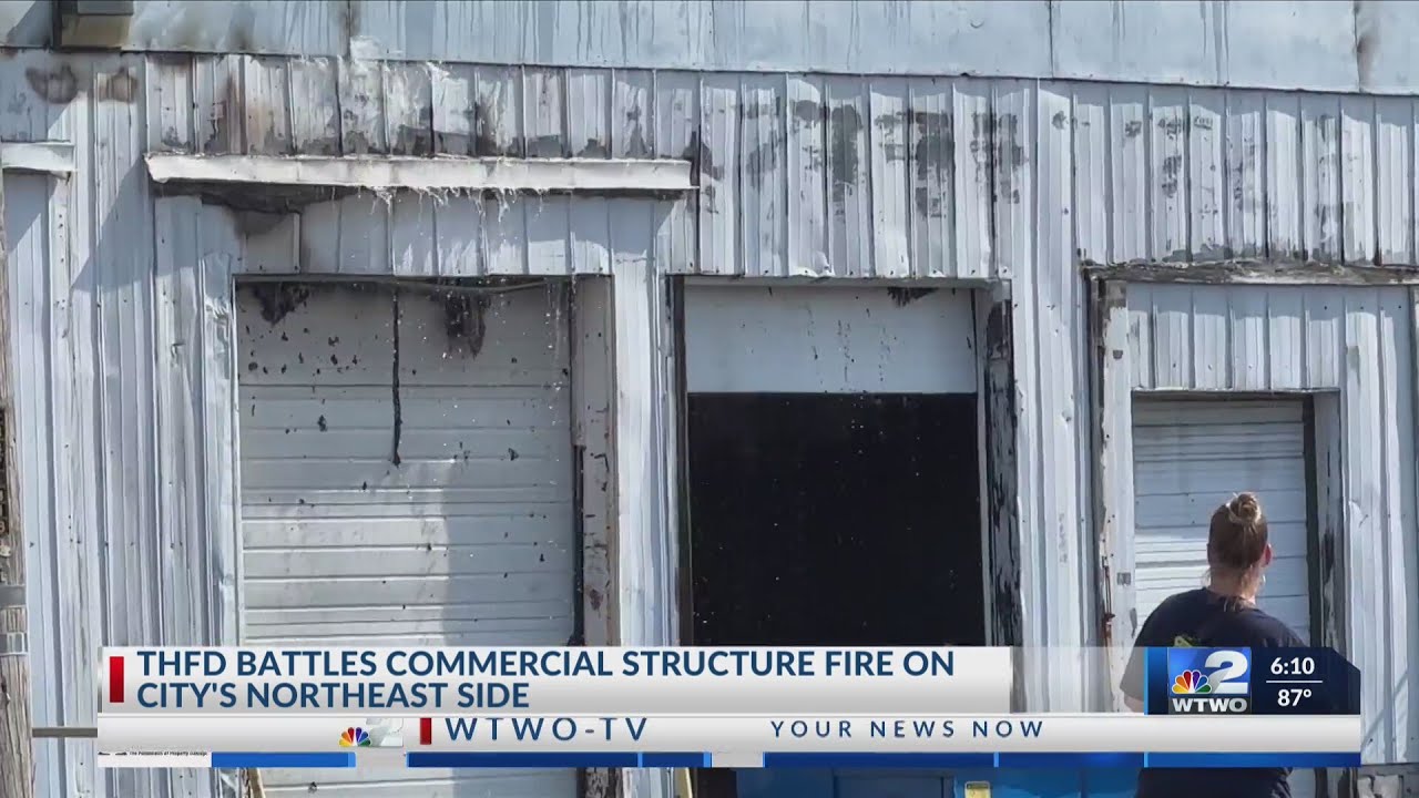 Firefighters battle commercial structure fire in Terre Haute - YouTube