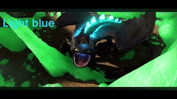 Toothless going into alpha mode in different colors