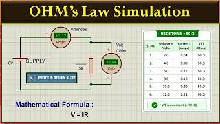 Ohm's Law Simulation on Proteus Solved Example | How to find voltage and Current across a Resistor