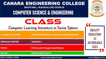 VTU CGV(18CS62) COMPUTER GRAPHICS AND VISUALIZATION [FILL AREAS AND POLYGON CLASSIFICATION](M2 L1)