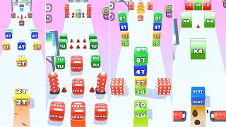 Jelly Run 2048 ULTIMATE Gameplay | 4 Shape Play Showdown! | 16F vs  128Q vs 64Q Race