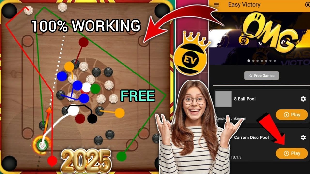 EV Loader Smart Aim & Line Prediction in Carrom Pool 🎯 | 100% Working Trick with Live Demo!