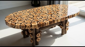 See What This Guy Did With Small Tree Logs to Make Oval Coffee Table || Unique Woodworking Idea